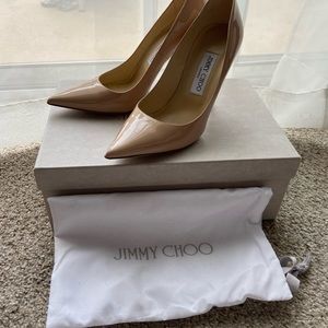 Jimmy Choo Abel heels in Patent Powder Pink / Nude